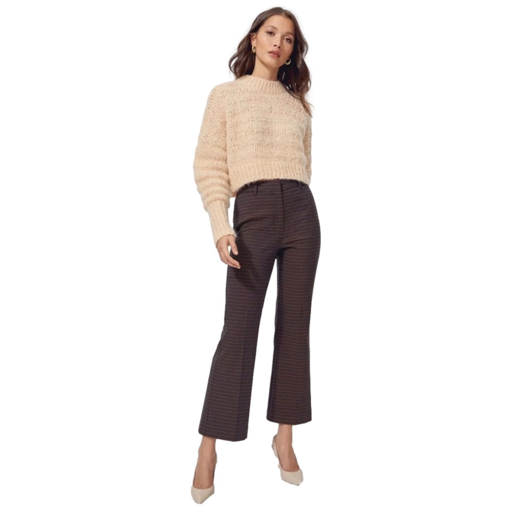 Aritzia Wilfred Women’s Baroque Flare Crop Pants Metallic Gold Jacquard 2